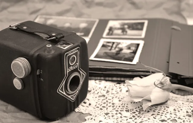 camera, photo album, movie, memories, pictures, photography, brand, daci, nostalgia, nostalgic, antiquity, analog photography, old-fashioned, retro, old, photo camera, retro look, analog, box camera, old pictures, old photos, photo book. Childhood photo games picture quiz: photo-handling workflow